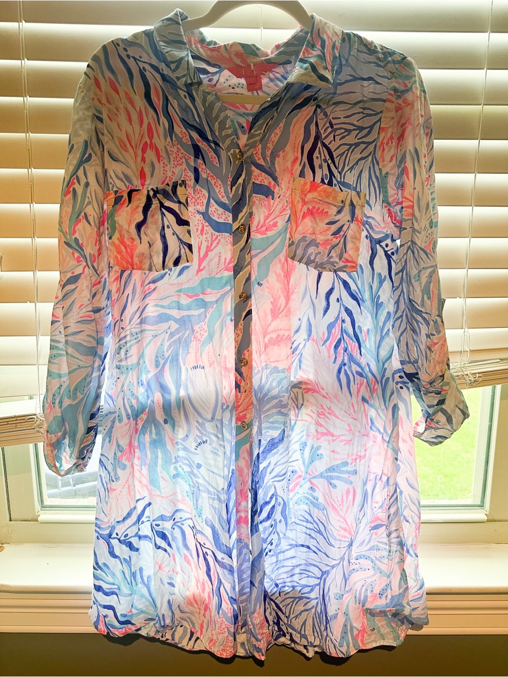Lilly Pulitzer Multicolor Watercolor Coral Print Swim Coverup